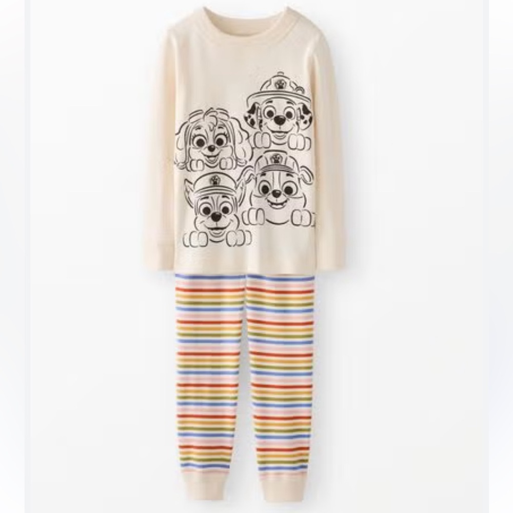 *Paw Patrol Cream Top with Rainbow Stripe Pajama Set